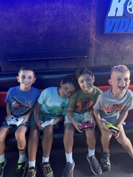 Kids having fun on a gaming truck